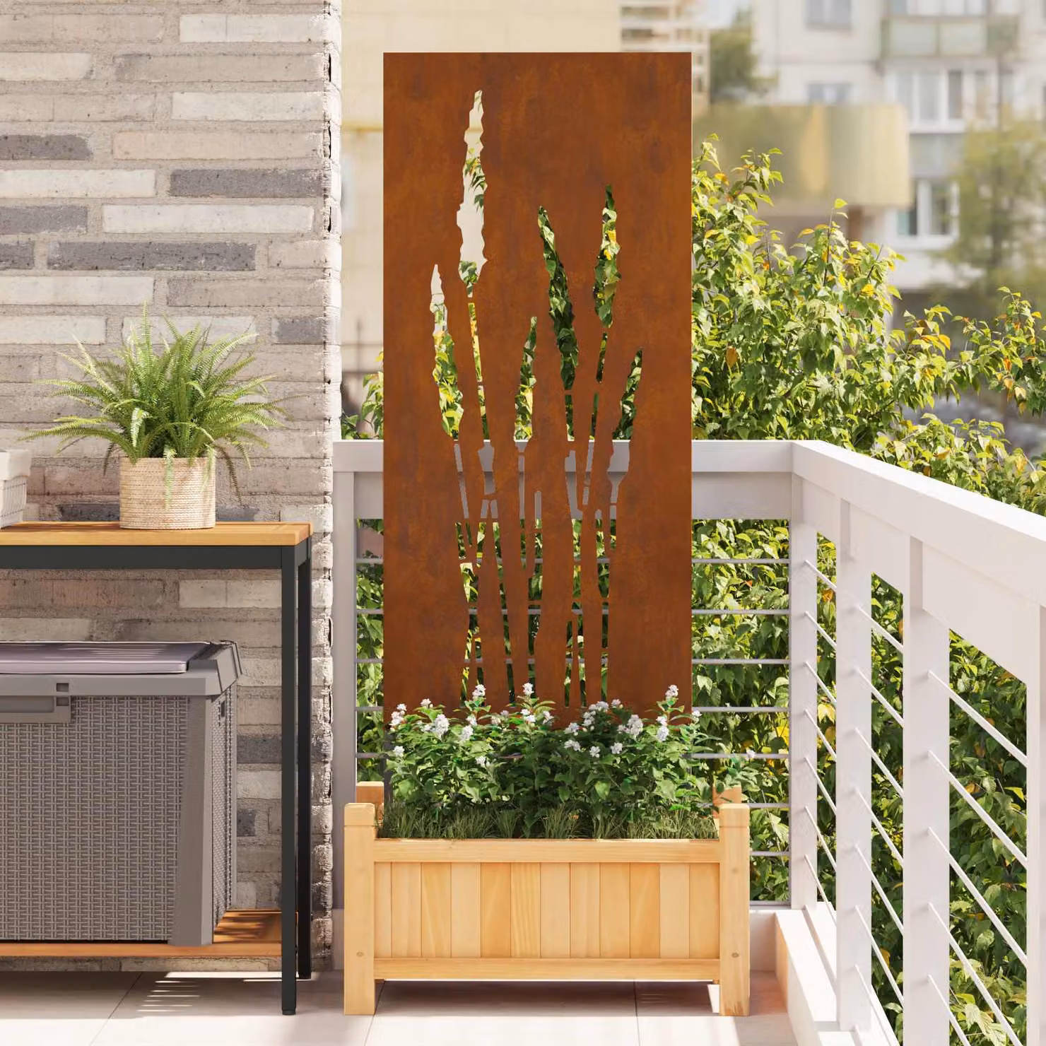 Paravento per privacy da giardino vidaXL in acciaio, colore marrone, L: 50 cm, H: 140 cm