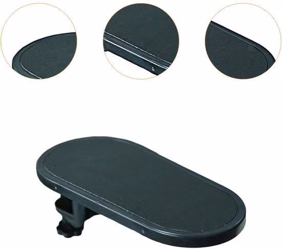 Bracciolo ergonomico per sedia da lavoro - Bracciolo regolabile per computer e laptop - Comodo e universale - Allevia la tensione alle spalle e al collo - Nero (27x14 cm)