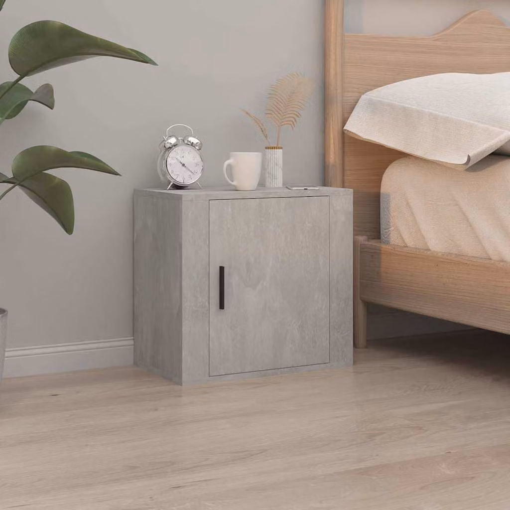 Comodino a muro moderno vidaXL in grigio opaco L: 50 cm, P: 30 cm, H: 47 cm