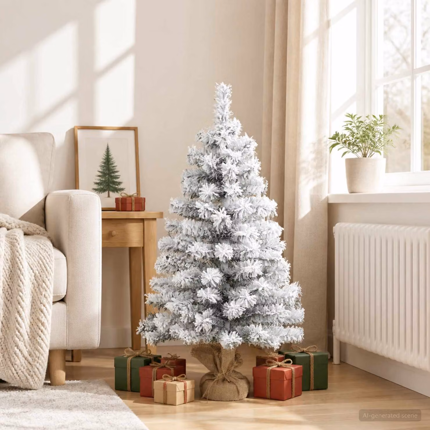vidaXL Mini albero di Natale innevato 90 cm PVC Verde e Bianco