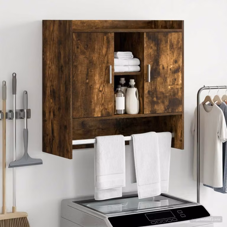 Scaffale da parete moderno vidaXL in legno MDF colore Rovere Fumo L: 80 cm, P: 36 cm, H: 80 cm