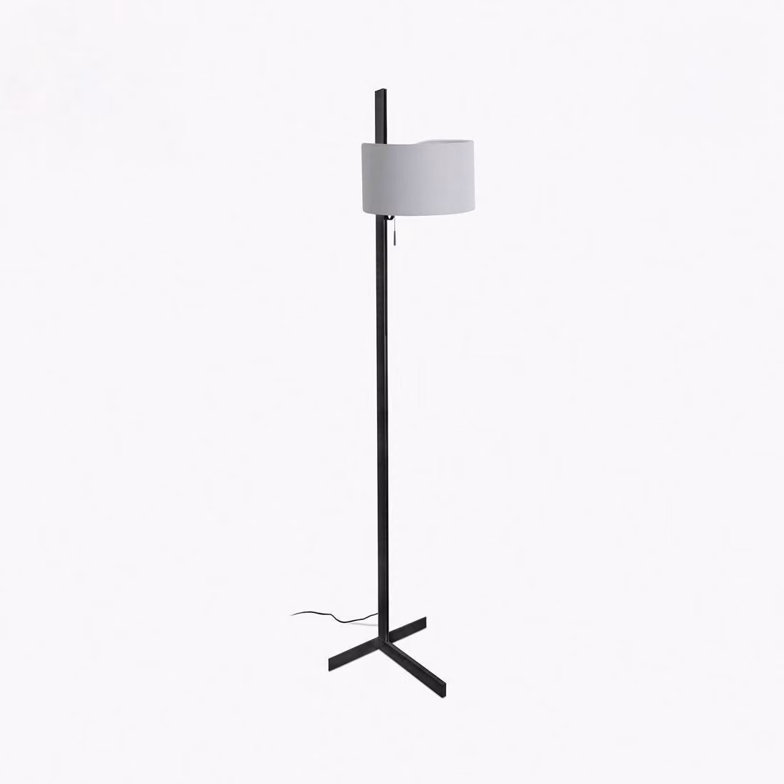 Lampada da terra STAND UP E27 15W alluminio nero opaco, grigio textilene L:30cm H:175cm dimmerabile