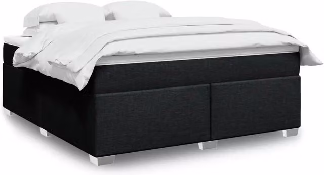 Letto Ibrido vidaXL con Giroletto a Molle e Materasso Nero in Tessuto L/P: 180 x 200 cm