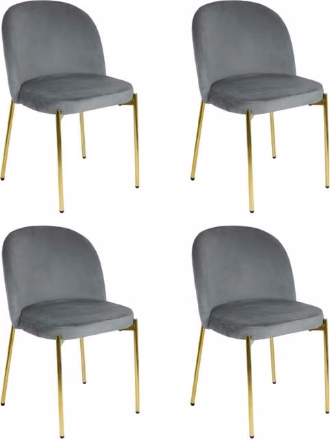 Sedia in Velluto con Gambe Oro Chiara Sedie in Metallo Dorato Poltroncina con Seduta Imbotti 4 SEDIE CHIARA GRIGIO / ORO