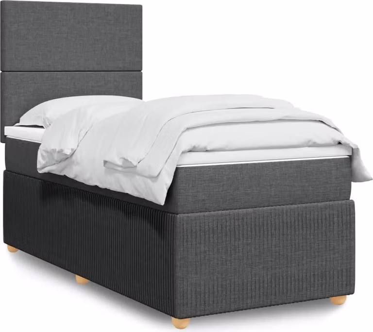 Maison Exclusive - Letto boxspring con materasso grigio scuro 90x200 cm tessuto