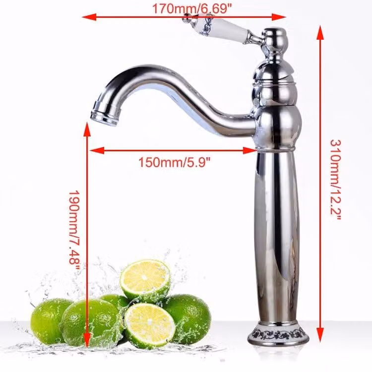 Miscelatore per lavabo - Miscelatore per bagno - Montaggio a pavimento - Miscelatore monocomando - Cartuccia in Vetroceramica - Acqua calda e fredda - Argento