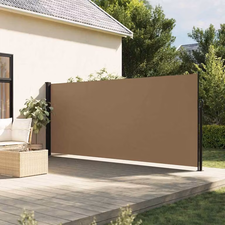 vidaXL Tenda da Sole Laterale Retrattile in Poliestere e Alluminio, Tortora, L: 500 cm, H: 180 cm