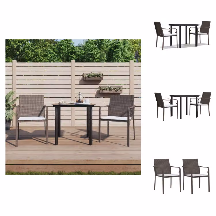 vidaXL Set da pranzo da giardino 3 pezzi con cuscini in polirattan e acciaio - Set di mobili da giardino