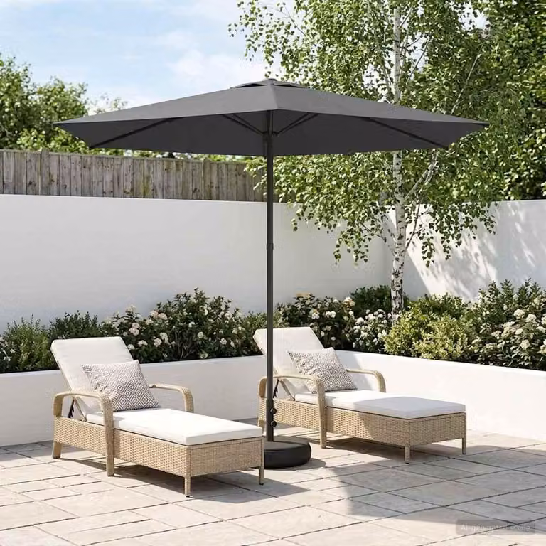 Maison Exclusive - Ombrellone da giardino con base, forma rettangolare, 2,7 x 2,7 m, in poliestere