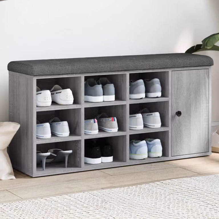 Panca porta scarpe vidaXL moderna in legno e MDF grigia L: 110 cm, P: 32 cm, H: 50 cm