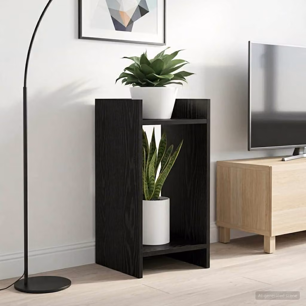 vidaXL Supporto per piante moderno in legno MDF nero L/P/H: 30 x 30 x 60 cm