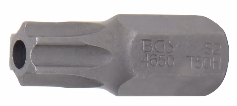 BGS lunghezza bit 30 mm esagono esterno 10 mm (3/8") profilo a T (per Torx) con foro T50 - 4650