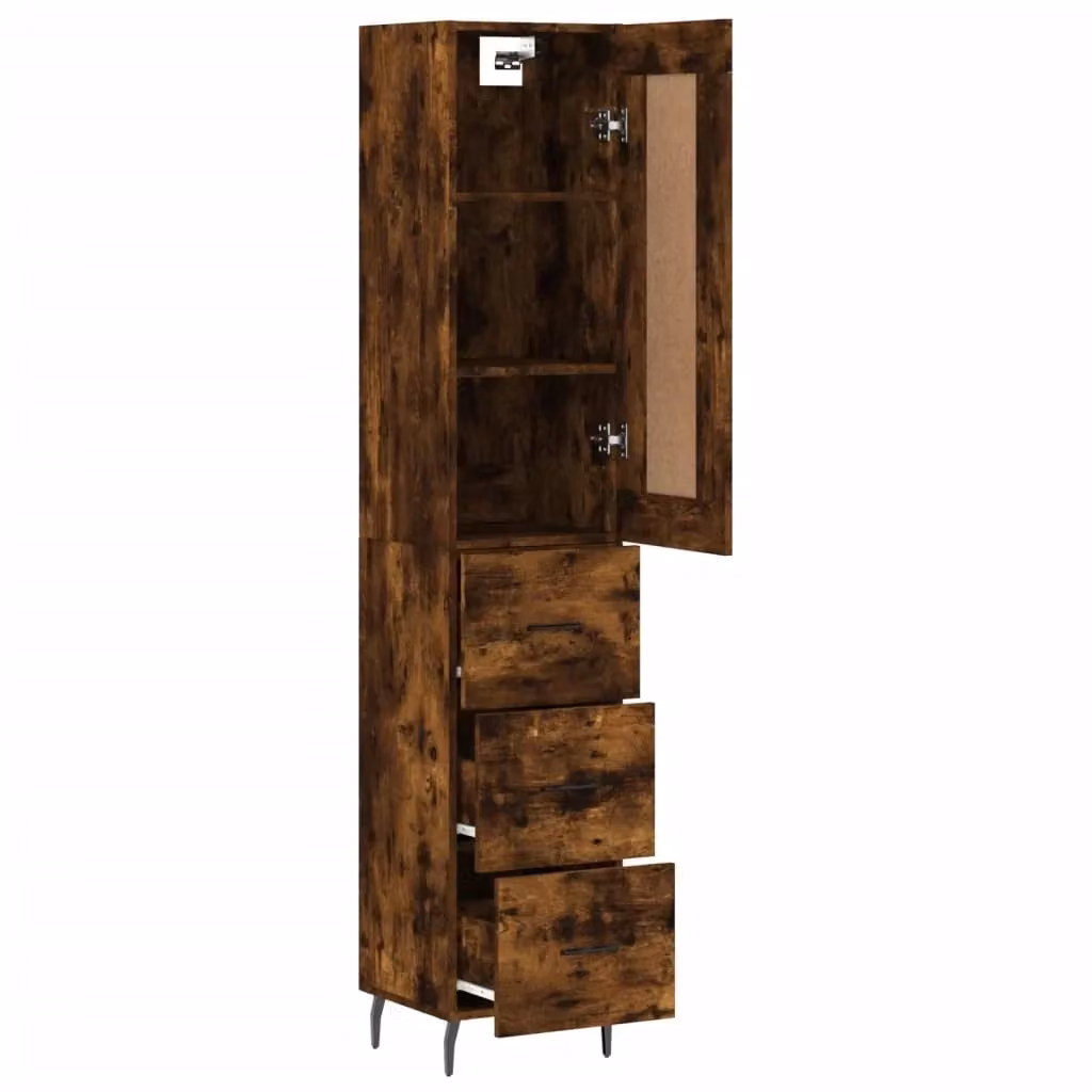 Buffet credenza con cassetti e ante per cucina o soggiorno in legno marrone H 180 x L 34,5 x P 34 cm – 2