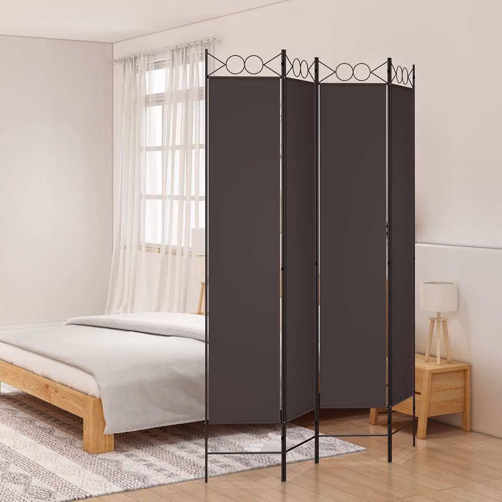 Divisorio a 4 Pannelli vidaXL Marrone in Tessuto H: 220 cm, L: 160 cm