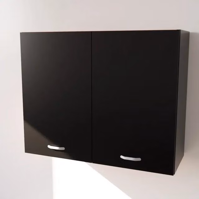 Pensile da cucina Calandrelli con 2 ante, nero opaco, H 72 x L 80 x P 33 cm