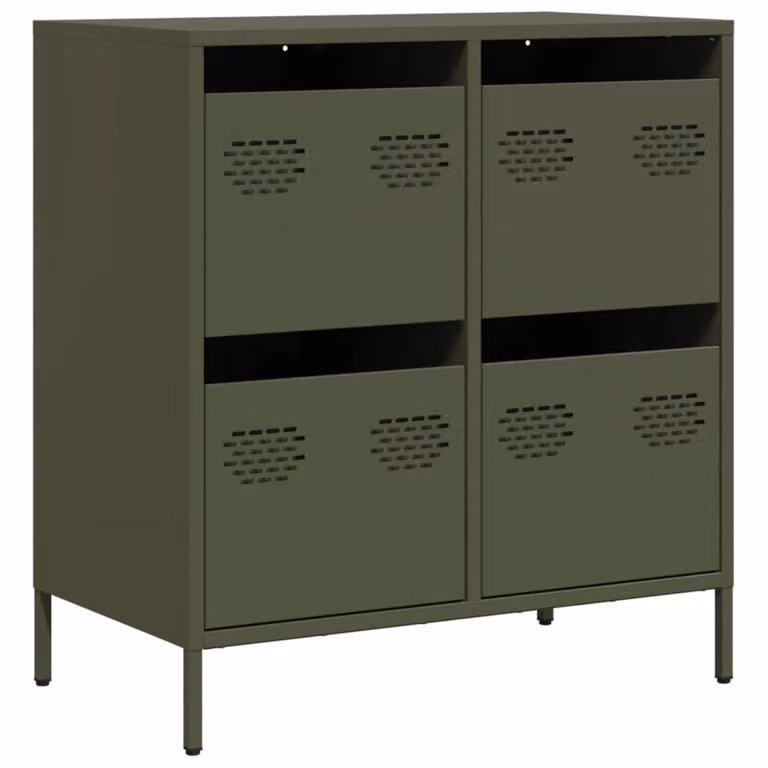 Credenza Verde Oliva 68x39x73,5 cm in Acciaio Laminato a Freddo