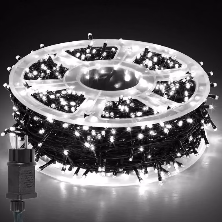 Catena luminosa LED Ikodm, 50 metri, 500 LED, con 8 modalità, per interni, Natale, feste, giardino. Effetto scintillante a forma di stelle. Luce bianca fredda
