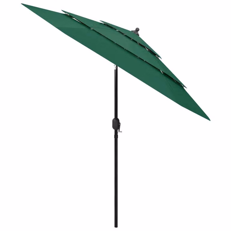 vidaXL Ombrellone a 3 livelli con asta in alluminio verde 2,5 m