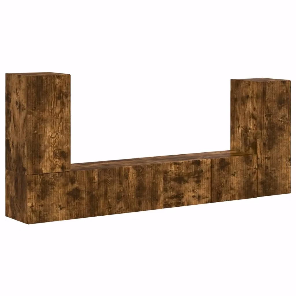 Set mobile TV moderno vidaXL in 4 pezzi color rovere fumé in legno MDF per soggiorno o ufficio in casa – 2