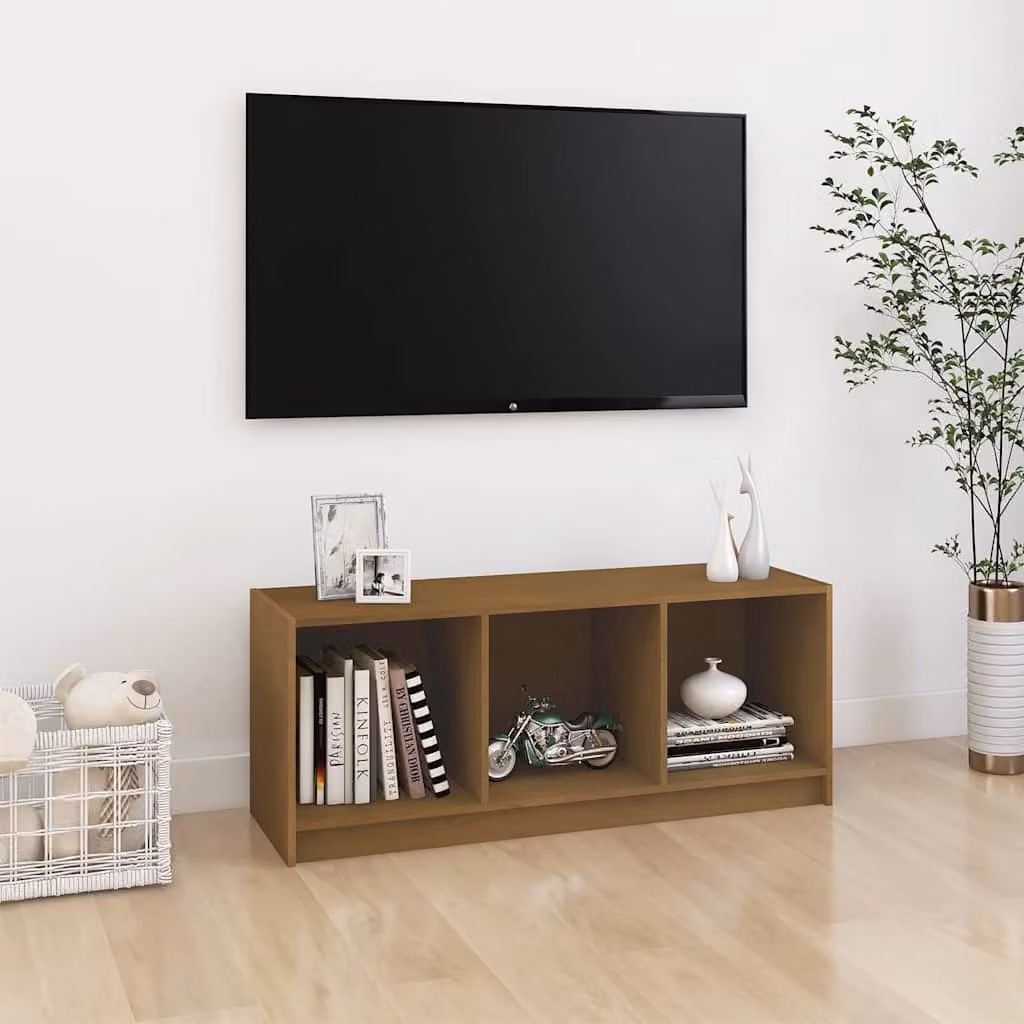 vidaXL Mobile Porta TV Moderno in Legno di Pino Marrone, L 104 cm x P 33 cm x H 41 cm