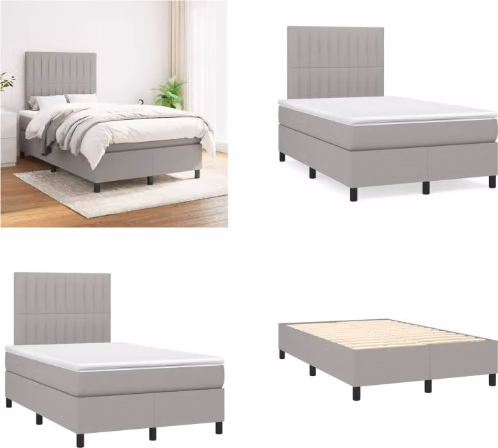 vidaXL Letto a molle con materasso in tessuto grigio chiaro 120x200 cm - Letto a molle - Boxspringbetten - Bett - Schlafzimmermöbel