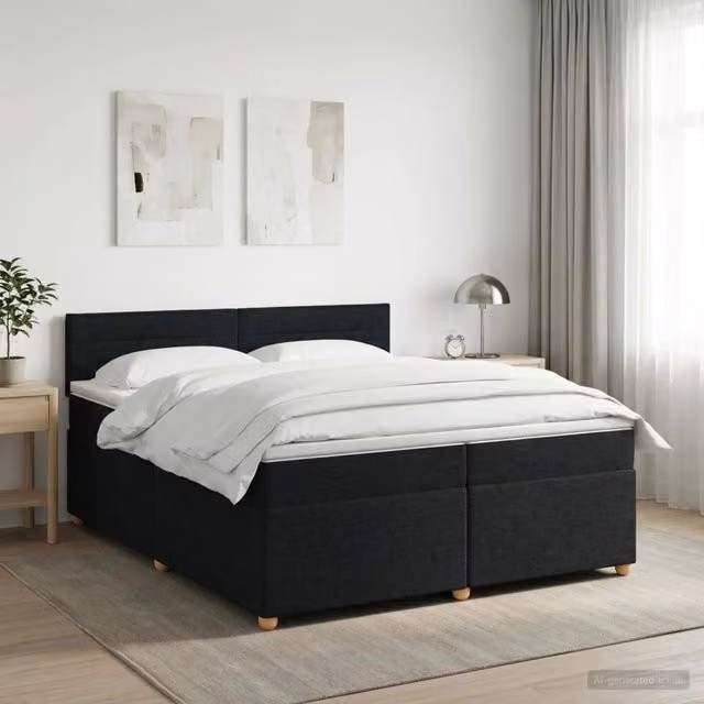 Letto box spring con materasso ibrido vidaXL nero L/P/H: 202 x 200 x 140 cm – 1