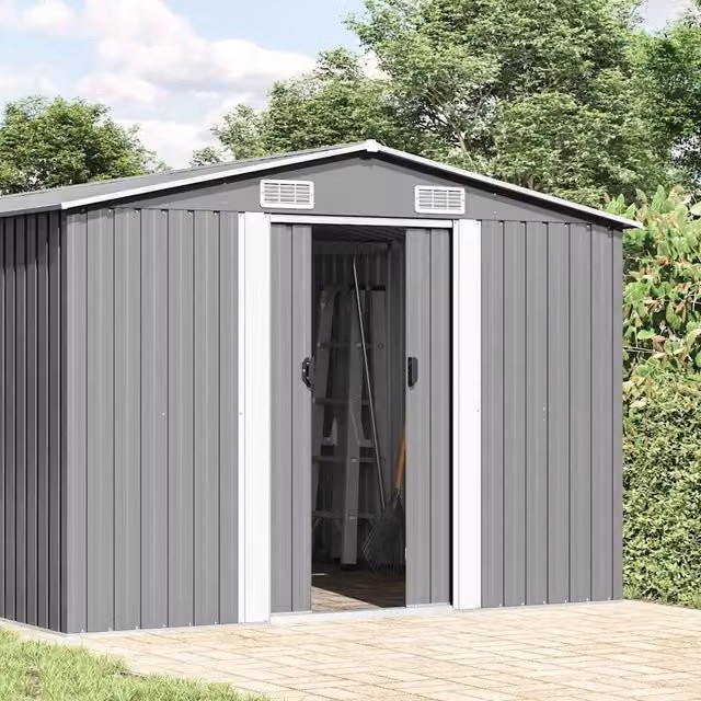 Casetta da Giardino 257x580x181 cm in Metallo Grigio 143353