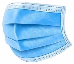 Mascherina monouso, design a 3 strati, materiale traspirante, colore blu, confezione da 200 pezzi