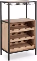 Cantinetta ISAAC per 12 bottiglie, Nero e Naturale, L: 51 cm, P: 30 cm, H: 91 cm