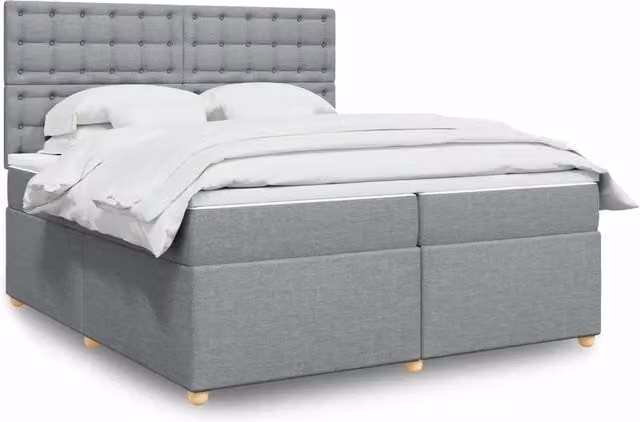Letto Ibrido vidaXL con Giroletto a Molle e Materasso Grigio Chiaro e Bianco L/P: 200 x 200 cm