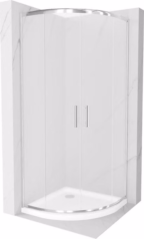 Mexen Rio cabina doccia semicircolare 90 x 90 cm, smerigliato, cromo + piatto Flat, bianco - 863-090-090-01-30-4110