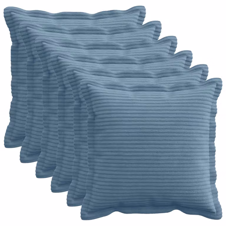 Set di 6 federe vidaXL HOUTEN in velluto a coste blu, 40 x 40 cm