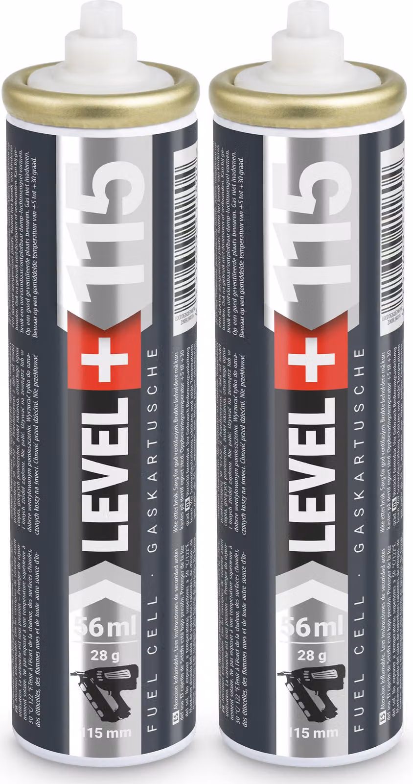 LEVEL+ Cartuccia di ricambio per chiodatrice 2 pz. 115 mm 56 ml L+115