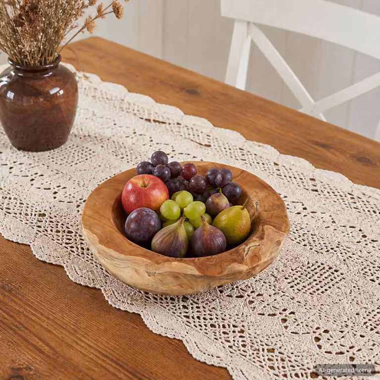 Portafrutta rotondo vidaXL JEPARA in legno di teak massello marrone Ø 30 cm
