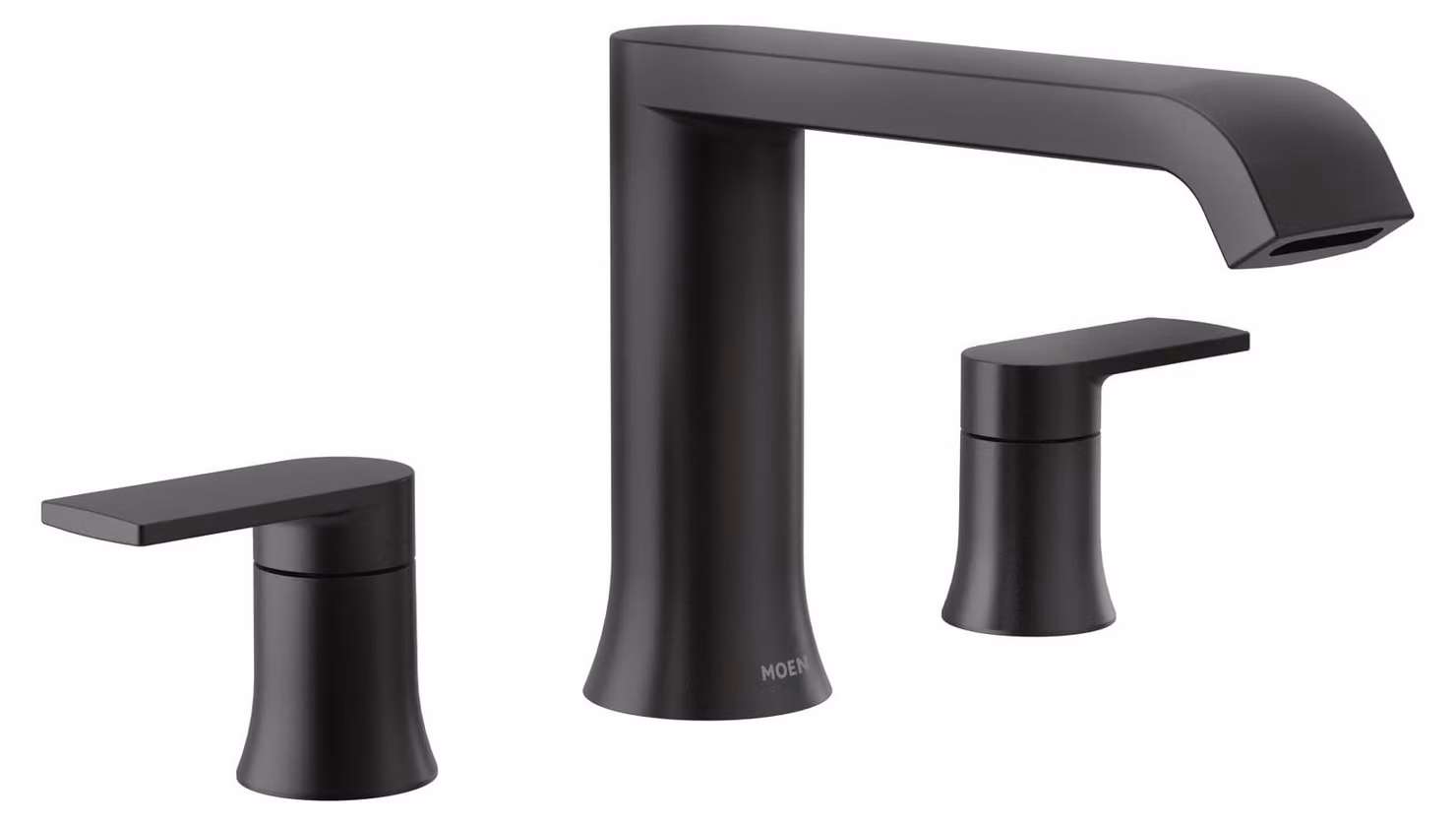 Miscelatore da bagno moderno, design minimalista, finitura nero opaco, due maniglie, montaggio a distanza