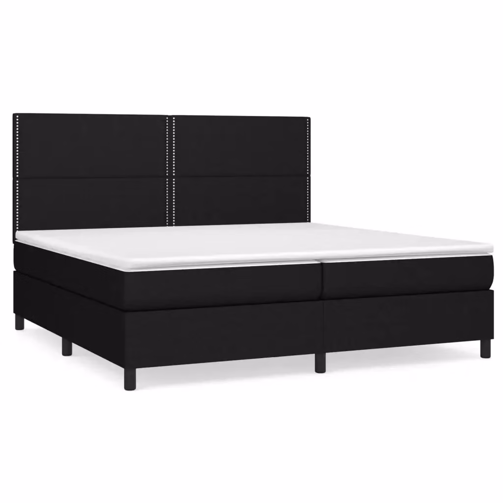 Letto Ibrido vidaXL con Giroletto a Molle e Materasso in Tessuto Nero e Bianco L/P/H: 200 x 200 x 25 cm – 2