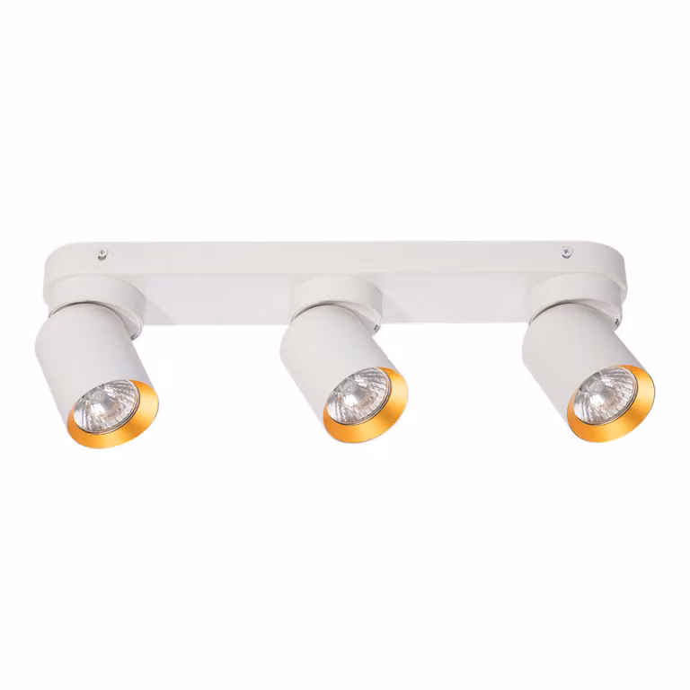 Striscia bianca 3 faretti con interni dorati mobili 3xGU10 10W Andy Milagro