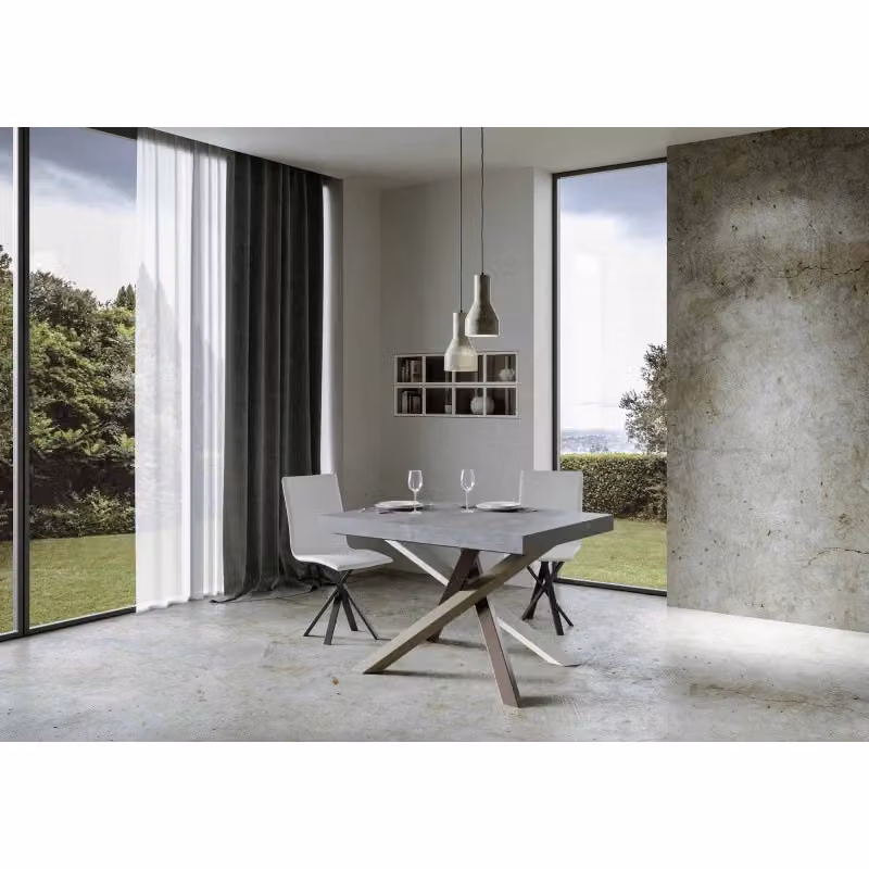 Tavolo allungabile Volantis Premium ityhome, colore grigio con finitura rovere, L/P/H: 90 x 140/244 x 77 cm – 2