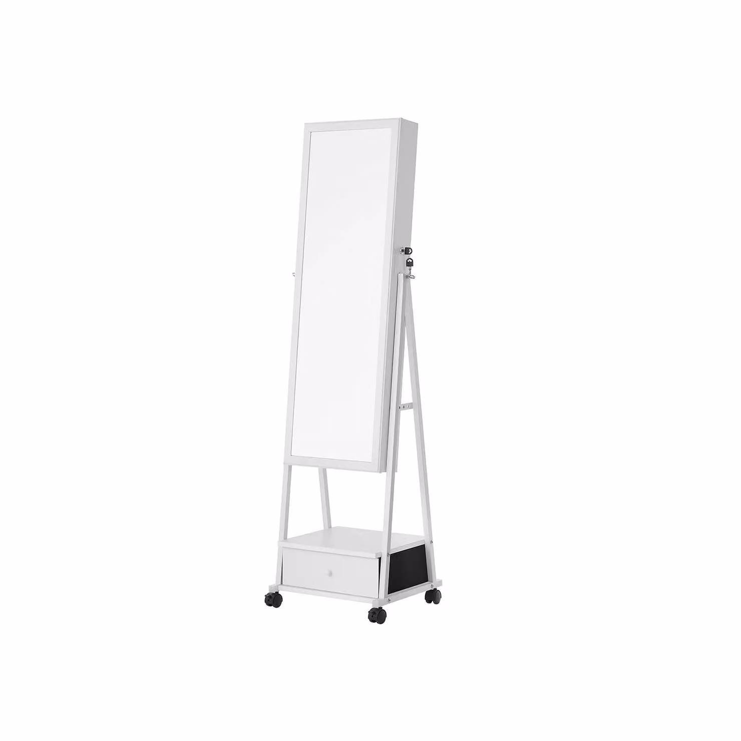 Armadietto Portagioie Specchio a Figura Intera, Bianco