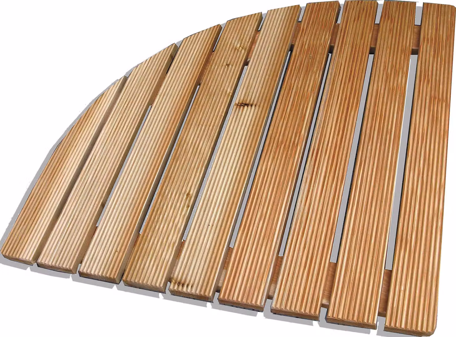 Pannello doccia angolare in legno di larice, 74 cm, per angoli da 90 cm