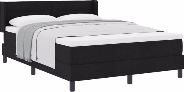 Letto a molle con testiera vidaXL in tessuto nero L: 140 cm, P: 190 cm, H: 88 cm