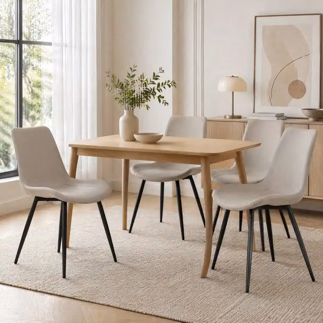 Set da 4 sedie REDOM in ecopelle grigia e metallo nero per cucina e sala da pranzo