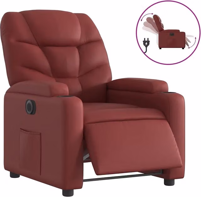 Poltrona | Sedia Relax Reclinabile Elettrica Rosso Vino in Similpelle
