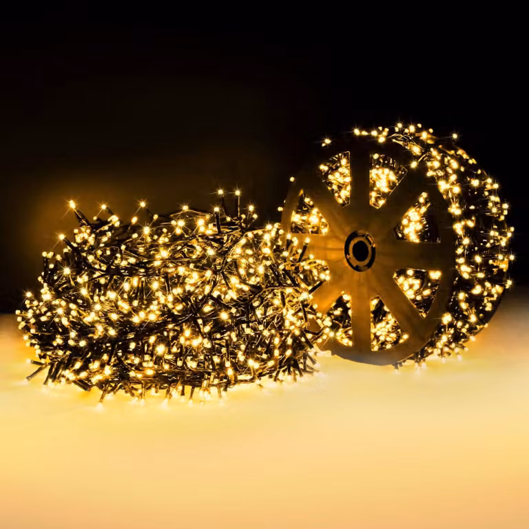Catena luminosa da 25 metri, con 1000 LED bianco caldo, a bassa tensione, grado di protezione IP44