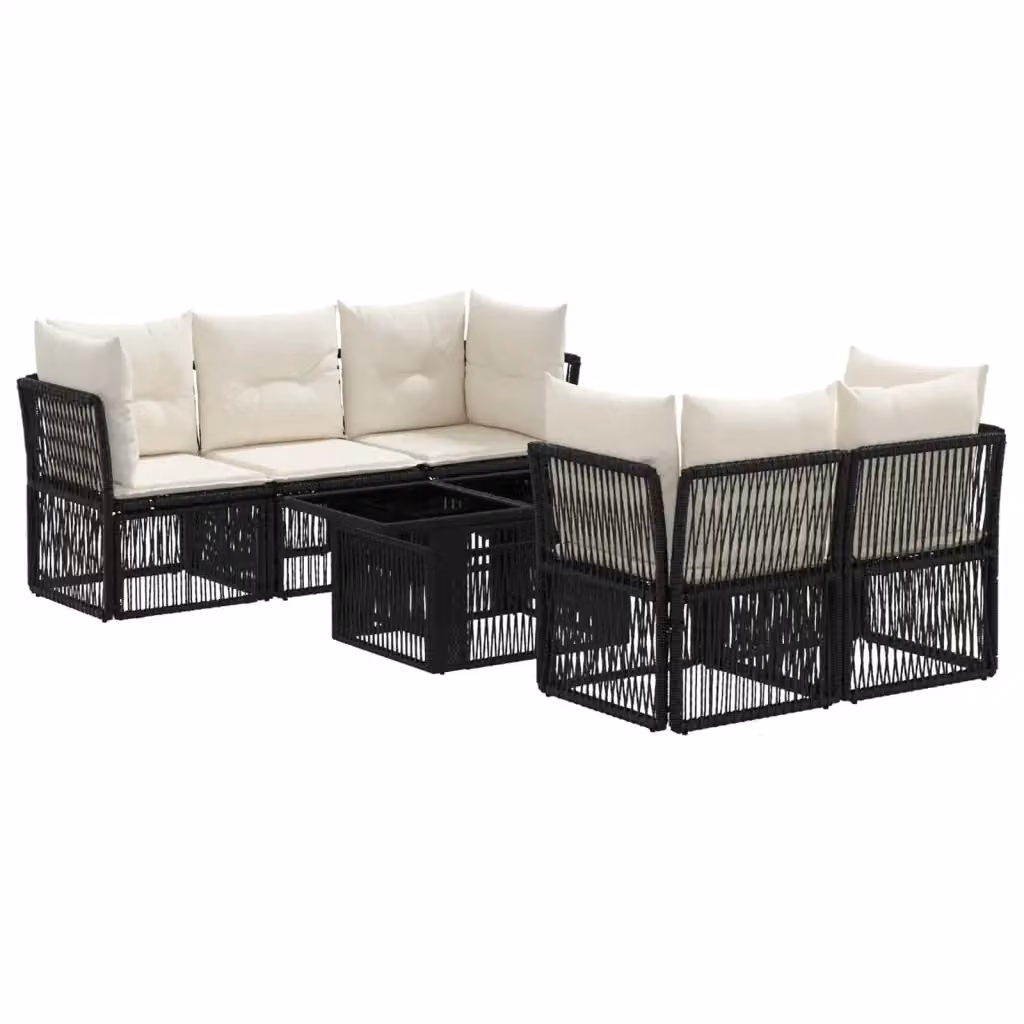 Set Divano da Giardino a L con Tavolino vidaXL, 6 Pezzi, Nero – 2