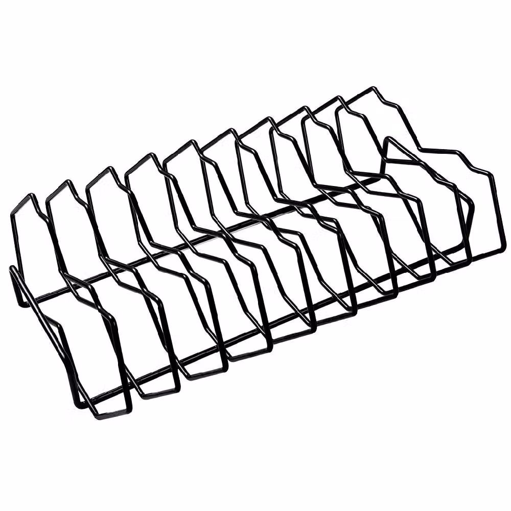 Supporto per arrosto e costine a 9 spazi in acciaio smaltato nero per barbecue Primo Kamado X-Large – 2