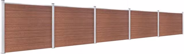 Set di pannelli per recinzione vidaXL in WPC e alluminio marrone L: 872 cm, H: 146 cm