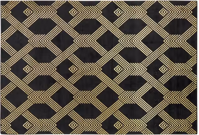 Tappeto Beliani con Motivo Geometrico in Viscosa e Cotone, Stile Modern Glam, Nero e Oro, L: 230 cm, P: 160 cm – 1
