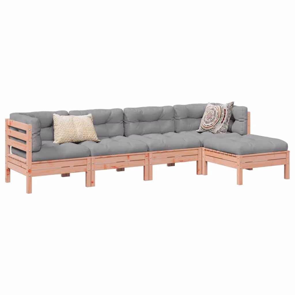The Living Store Set di divani da giardino 5 pezzi con cuscini in legno massiccio di abete Douglas