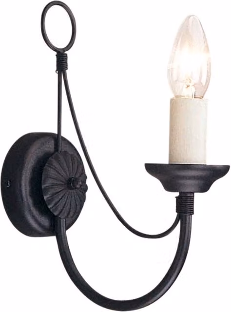 Applique Carisbrooke Elstead 1xE14 60W nero acciaio IP20